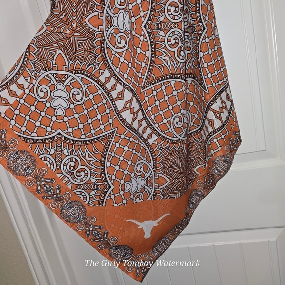 University of Texas Longhorns Orange Geometric Print Sleeveless Duster Vest L XL - Picture 8 of 16